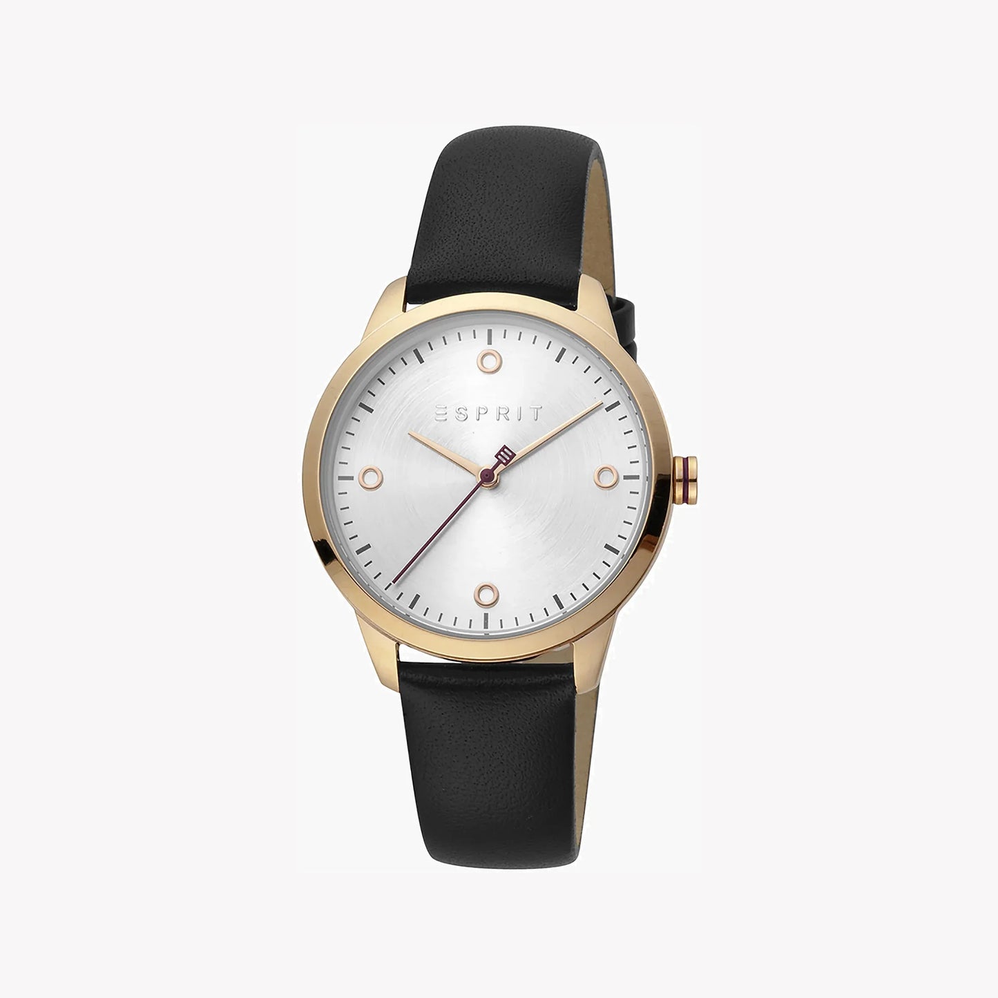 Esprit Women's Black Leather Watch, Silver Dial | ES1L112M0065-0
