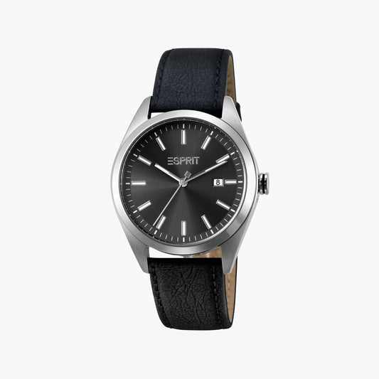 Esprit Men's Black Faux Leather Watch, Stainless Steel | ES1G202M0015-0