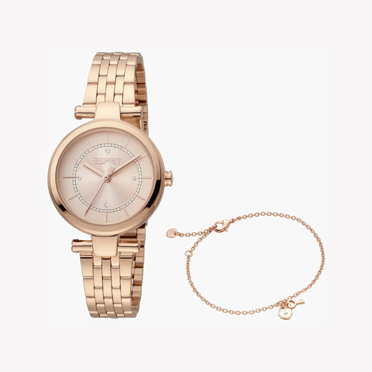 Esprit Women's Rose Gold Stainless Steel Watch, Round Case | ESM-12345-0